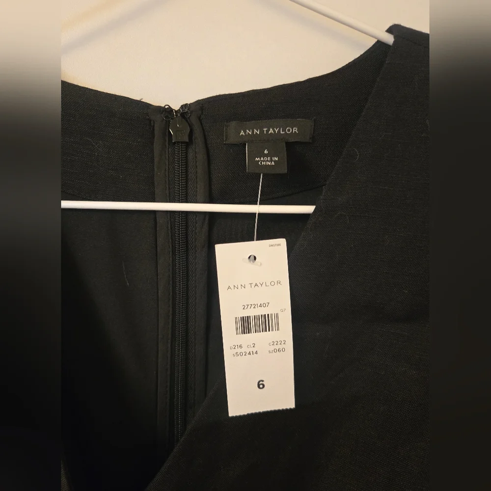 NWT Ann Taylor Linen Black‎ Button-Down Dress